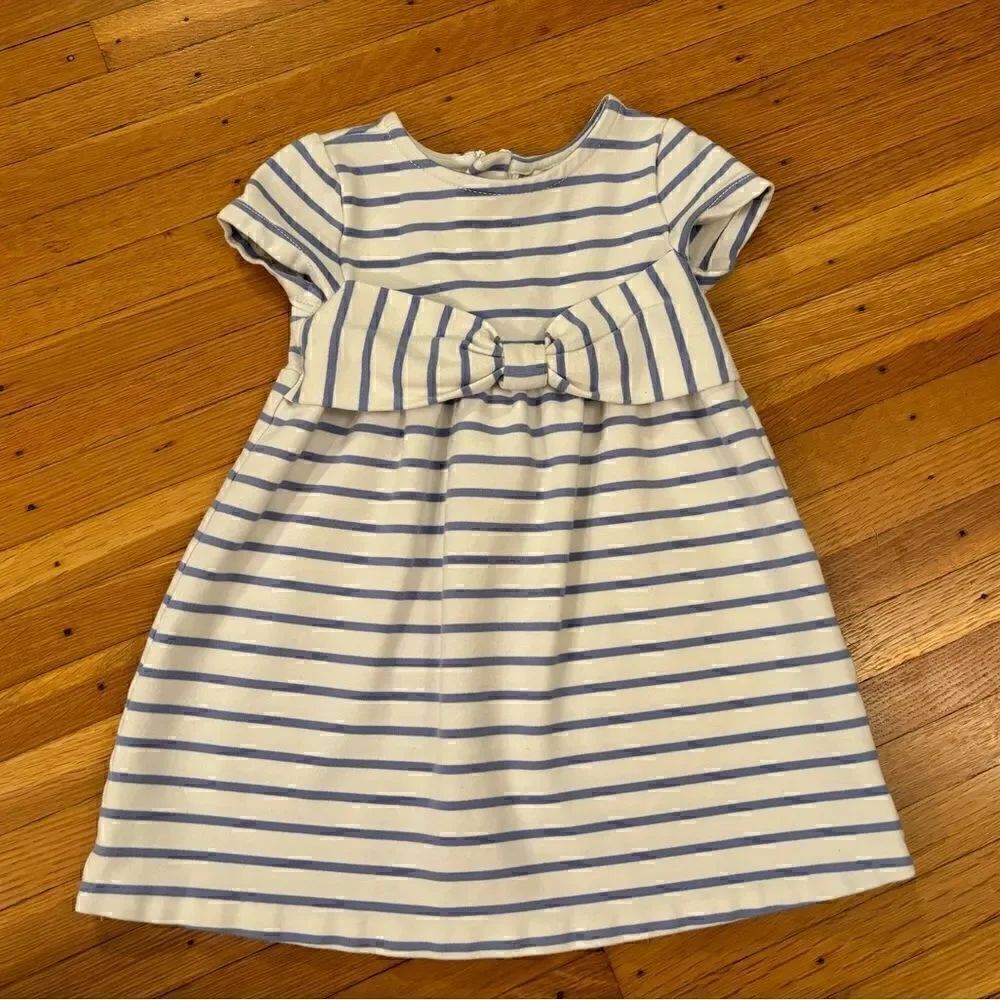 Kate Spade Skirt the Rules blue/white stripe short sleeve dress with bow